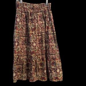 VGC midi skirt print floral cotton large L womens full ruffled